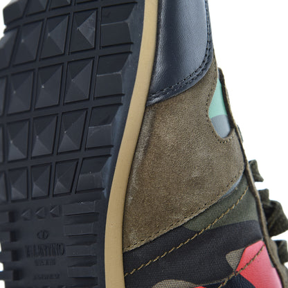 Valentino Garavani Nappa Suede Camouflage Womens Rockrunner Sneakers 39 Army Green Naples Yellow Ninphea 14 of 14