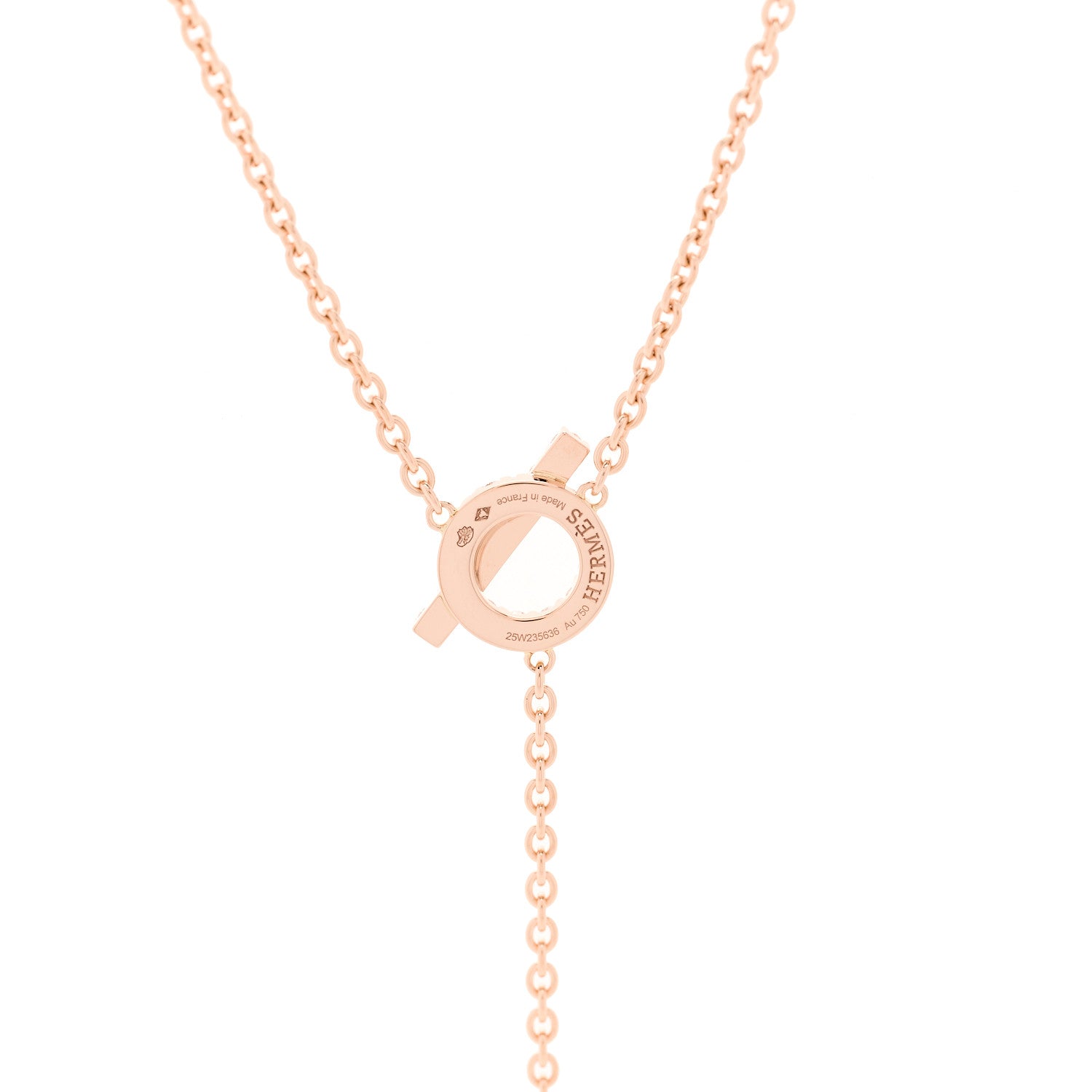 Hermes 18K Rose Gold Diamond Finesse Lariat Necklace 5 of 6