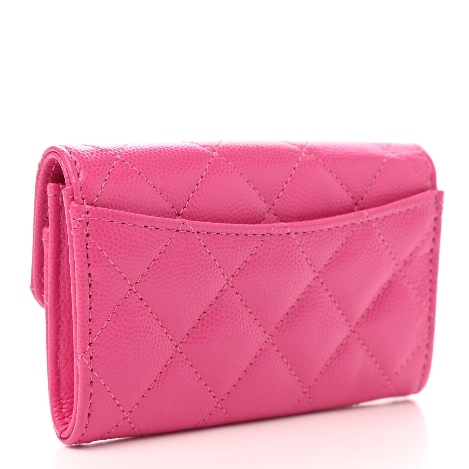 Chanel Caviar Quilted Flap Card Holder Wallet Pink 3 of 9