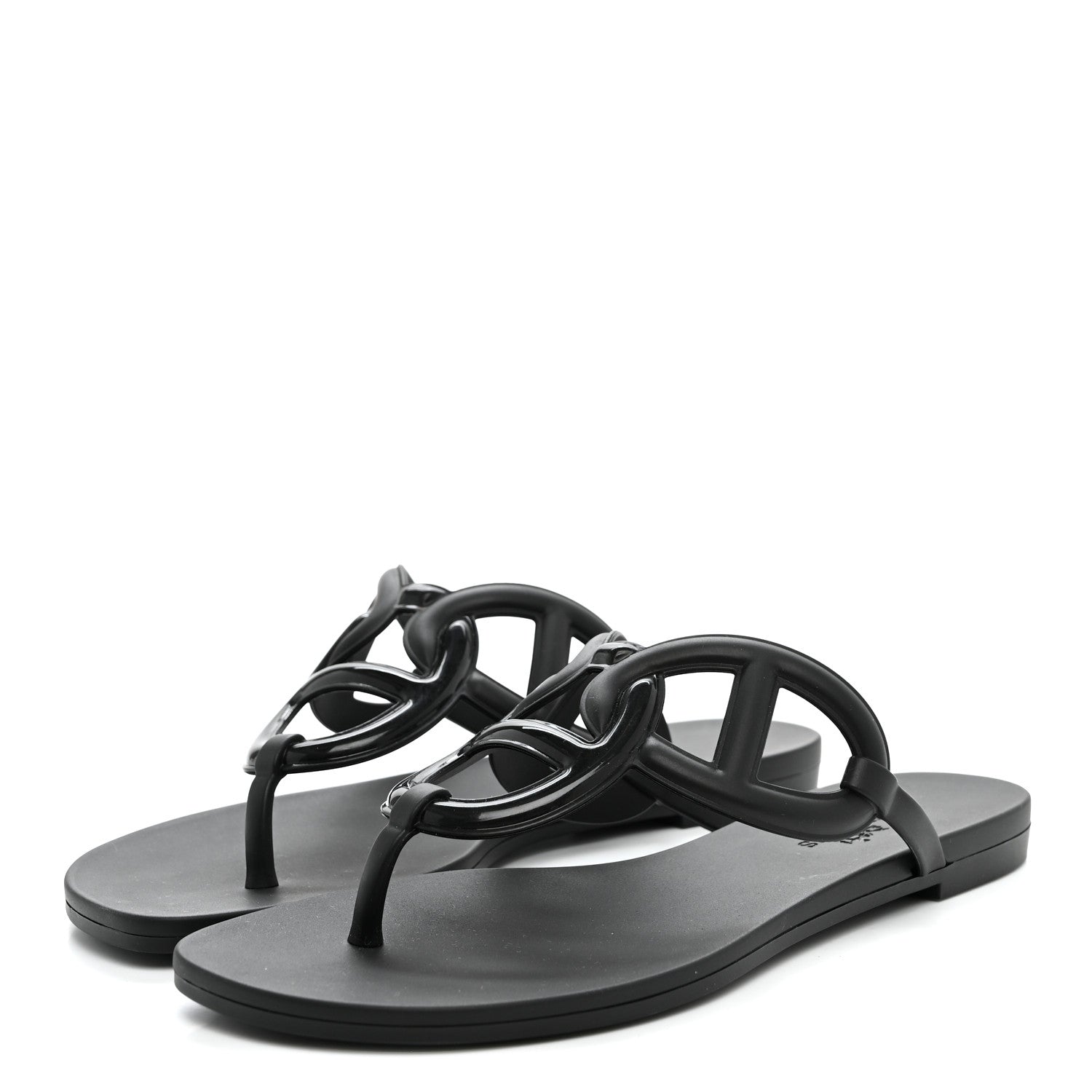 Hermes Rubber Womens Egerie Sandals 36 Black 4 of 9