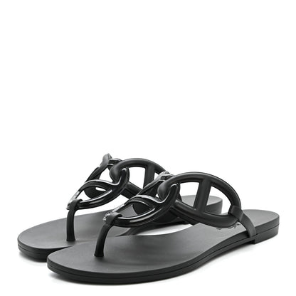 Hermes Rubber Womens Egerie Sandals 36 Black 4 of 9