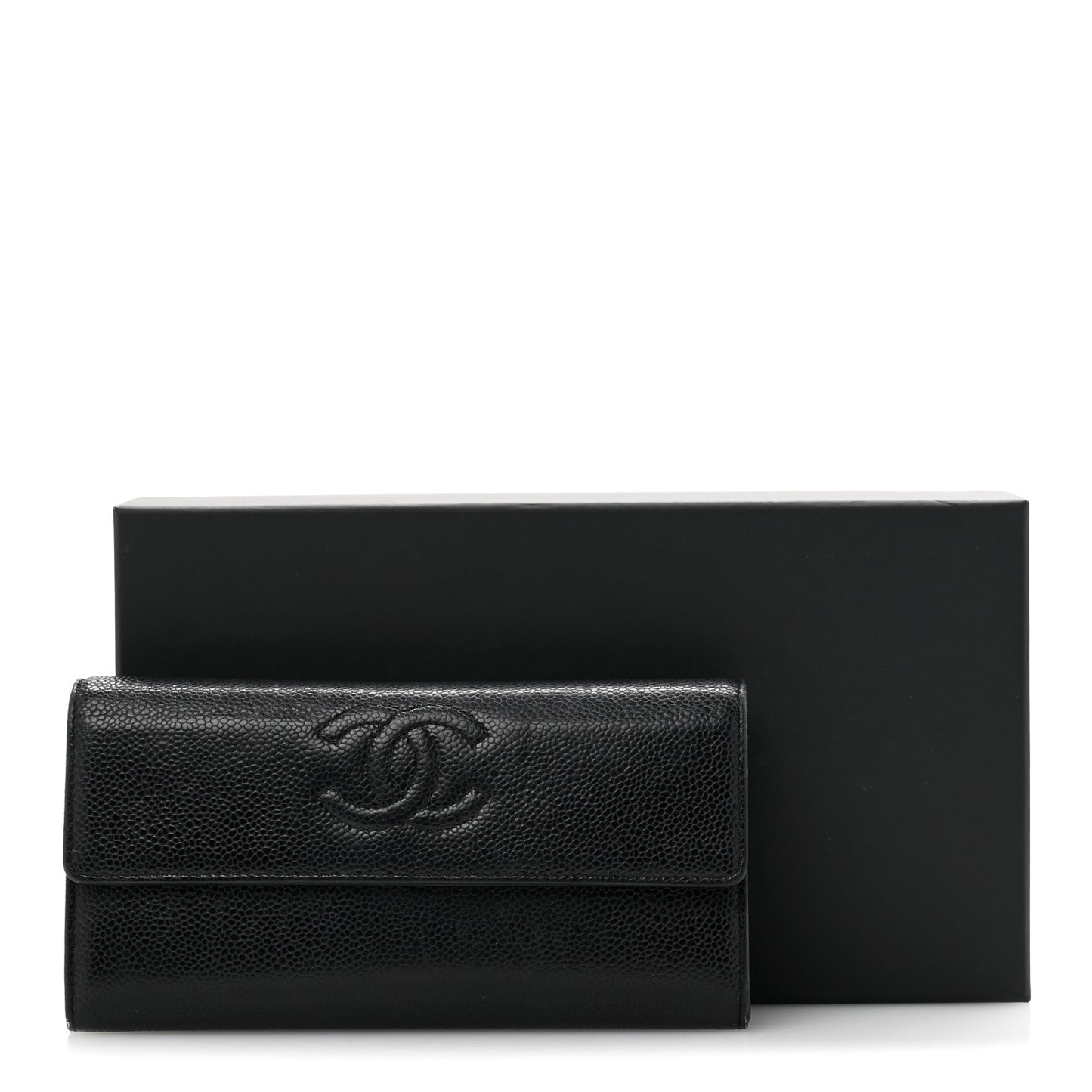 Caviar Timeless CC Large Gusset Flap Wallet Black