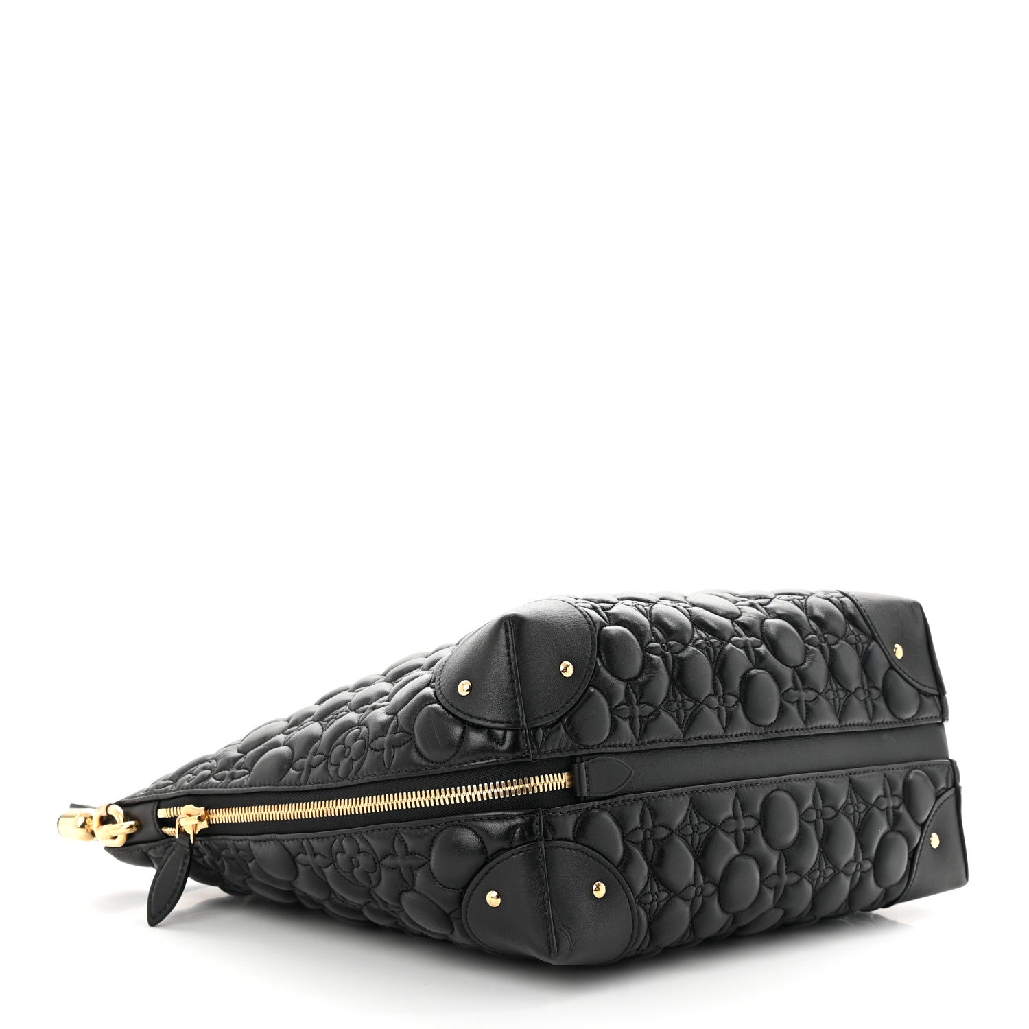 Louis Vuitton Lambskin Quilted Flowers Triangle Softy Black 4 of 10