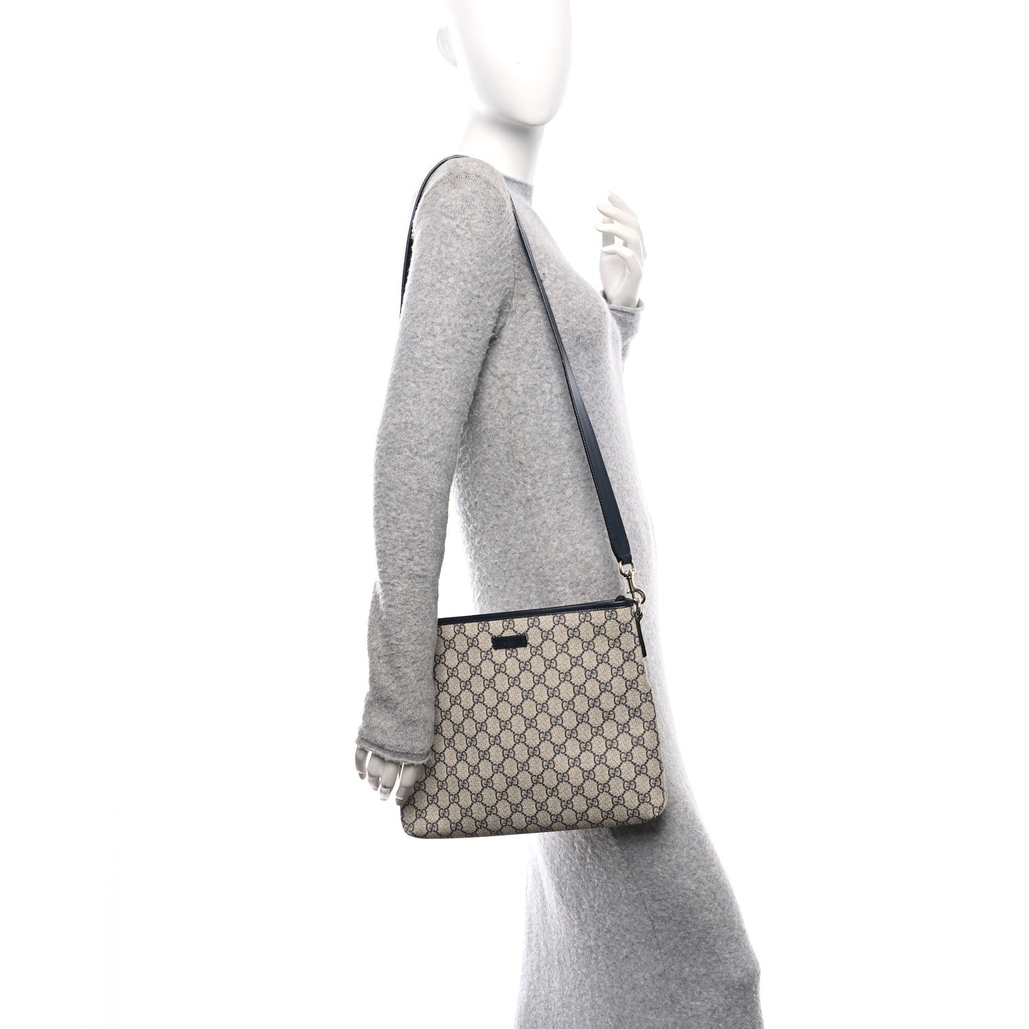Gucci GG Plus Monogram Medium Flat Messenger Bag Navy 2 of 12