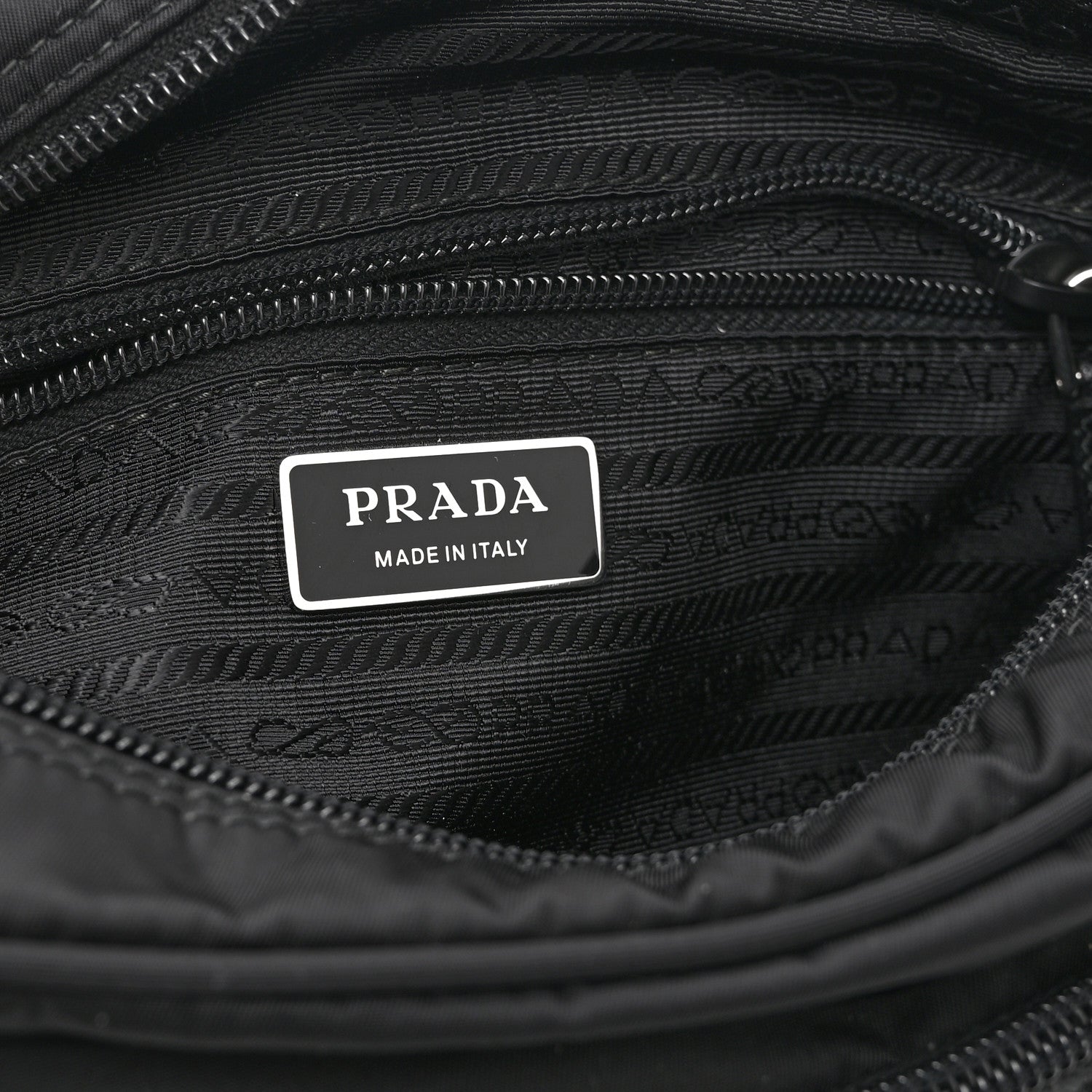 Prada Re-Nylon Vela Saffiano Pocket Double Zip Shoulder Bag Black 6 of 10