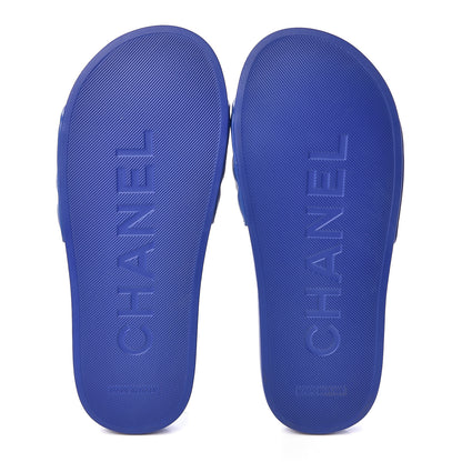 Chanel Lambskin Quilted CC Mules Sandals 36 Dark Blue 8 of 10