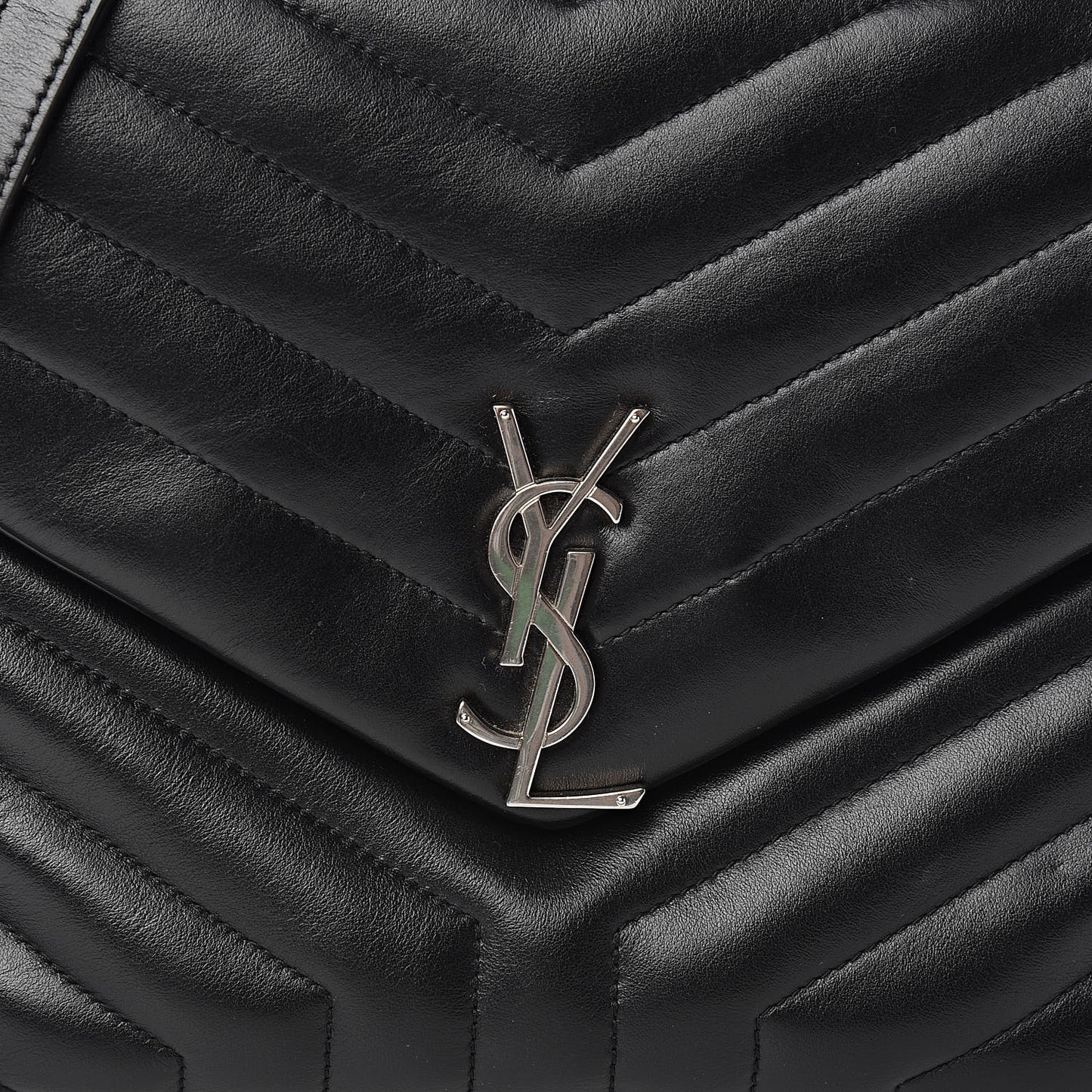 Calfskin Y Quilted Monogram Medium Loulou Chain Satchel Black