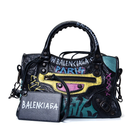Balenciaga Agneau Arena Graffiti All Over Classic Hardware Mini City Black Multicolor 1 of 4