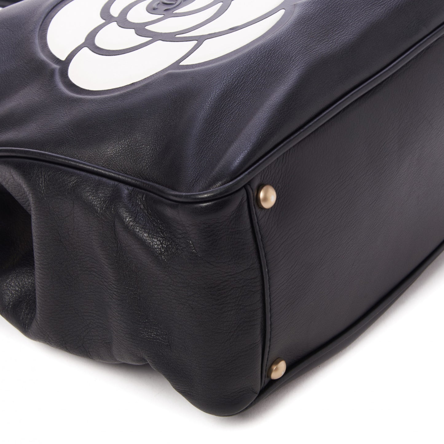Lambskin Camellia Tote Black
