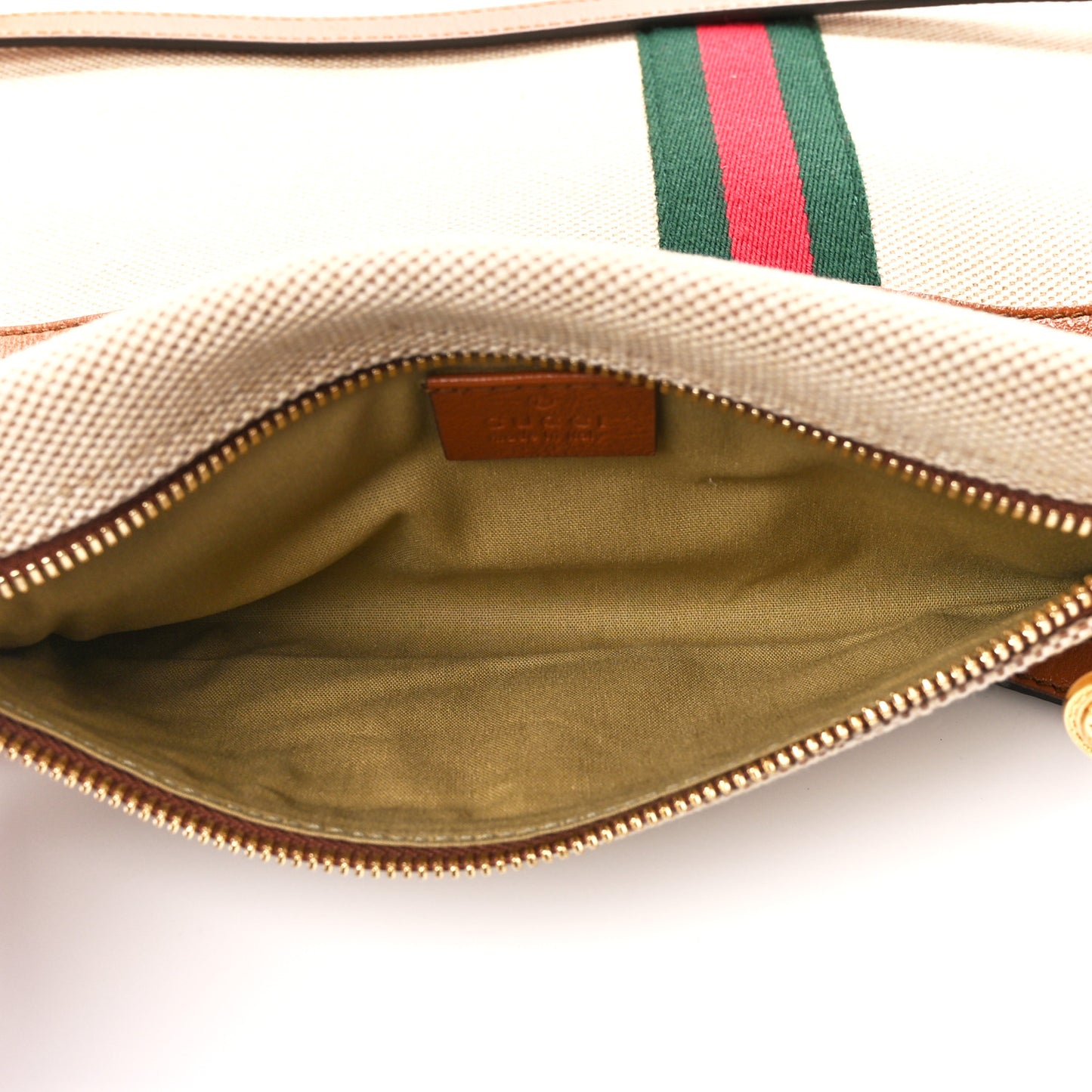 Vintage Canvas Calfskin Web Maxi Rajah Chain Tote Sand Light Cuir