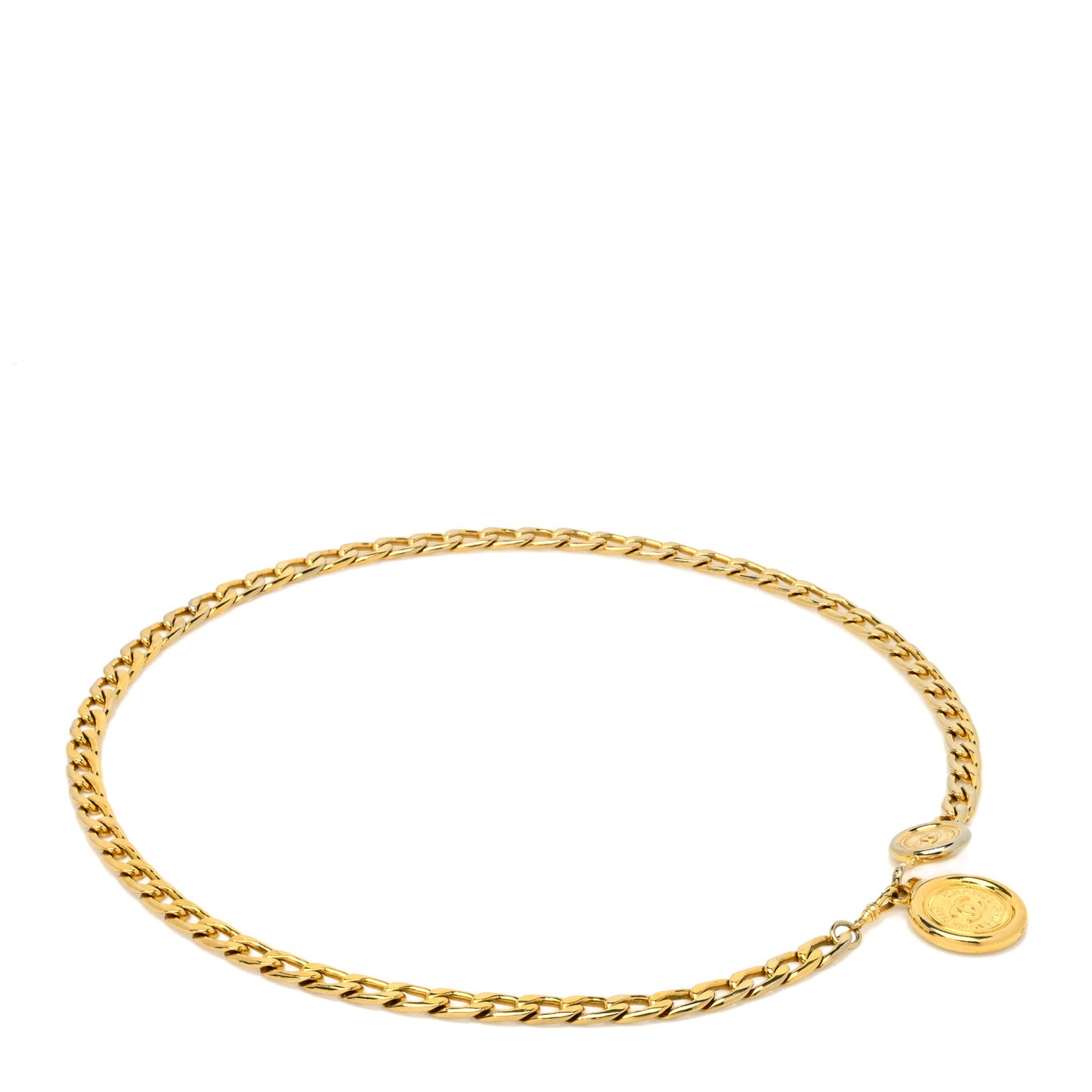 Metal Chain CC Medallion Belt Gold