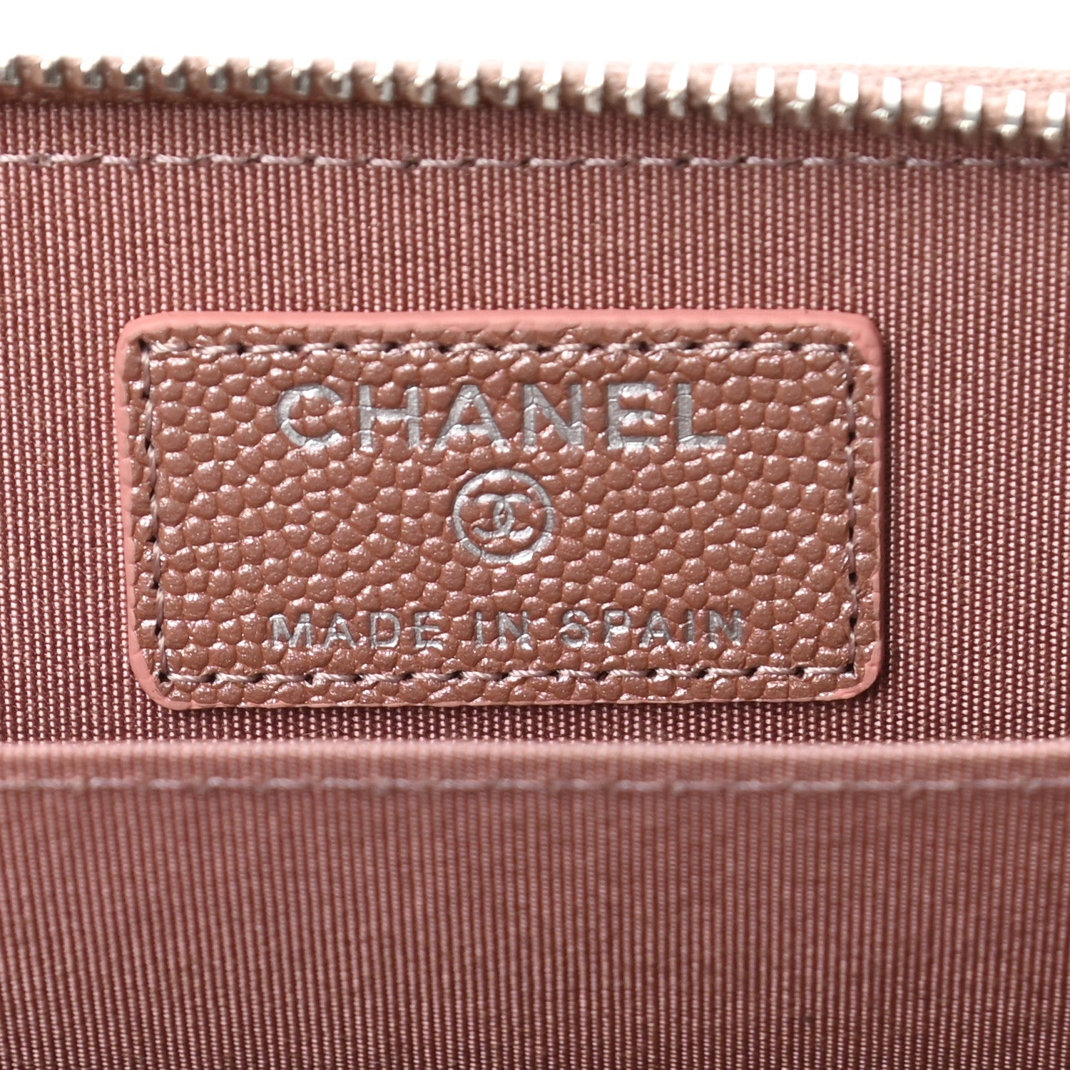 Chanel Metallic Caviar Chevron Quilted Vintage Mademoiselle Zip Coin Purse Pink 6 of 8