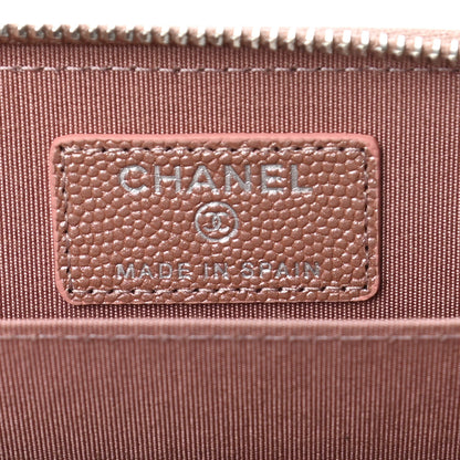 Chanel Metallic Caviar Chevron Quilted Vintage Mademoiselle Zip Coin Purse Pink 6 of 8