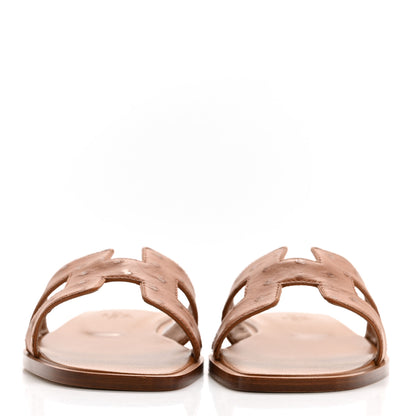 Hermes Ostrich Oran Sandals 35 Naturel 2 of 10