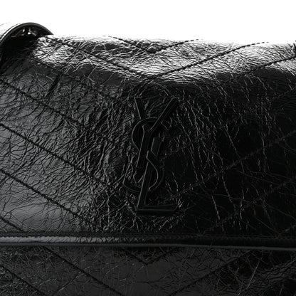 Saint Laurent Crinkled Calfskin Matelasse Monogram Medium Niki Chain Satchel Black 8 of 10