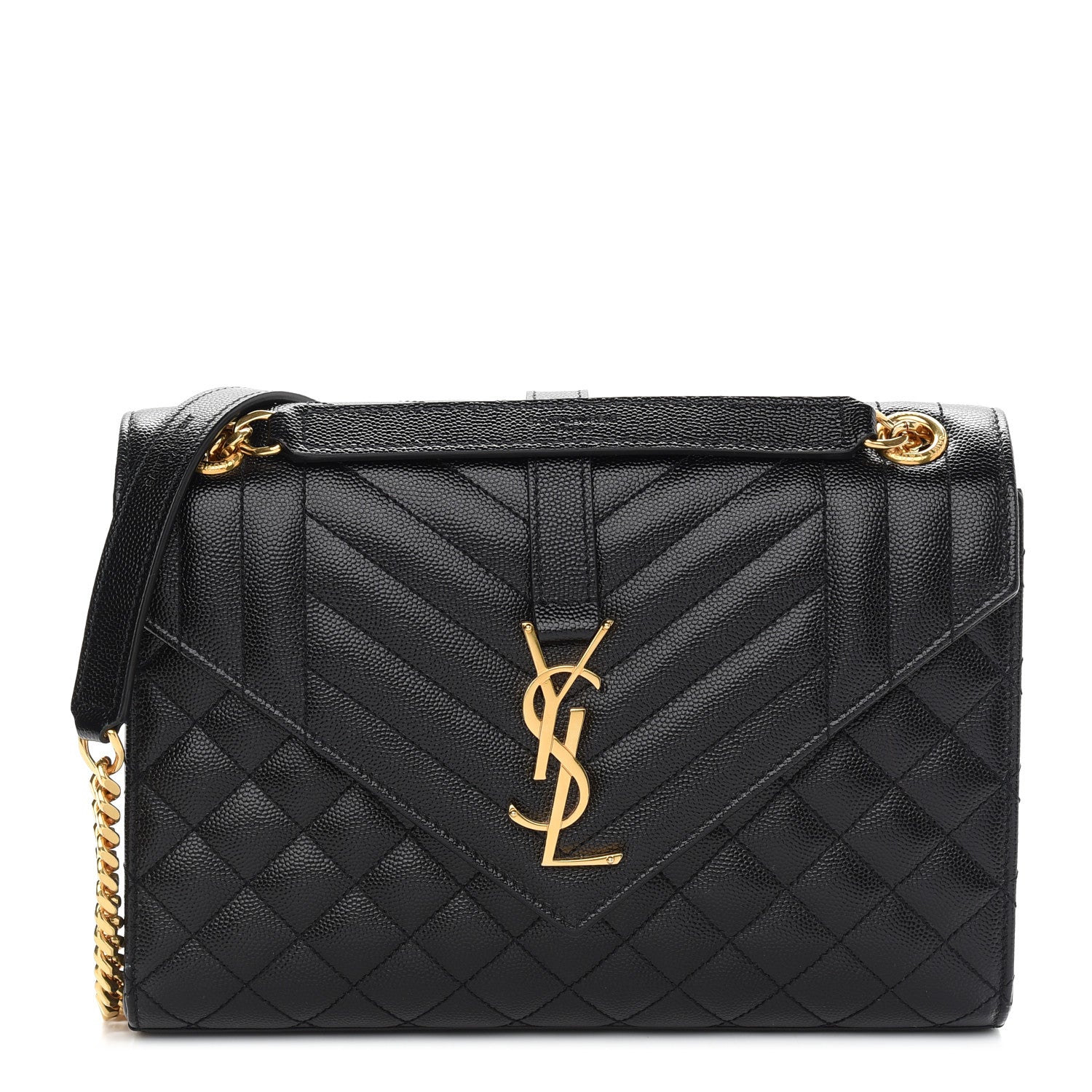 Saint Laurent Grain De Poudre Textured Mixed Matelasse Triquilt Medium Monogram Satchel Black 1 of 10
