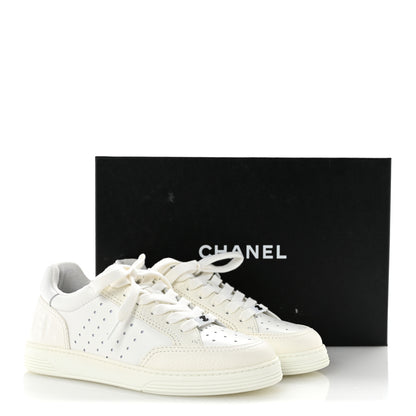 Chanel Grained Calfskin Fabric Womens Logo Sneakers 37.5 White 37.5 White 11 of 11