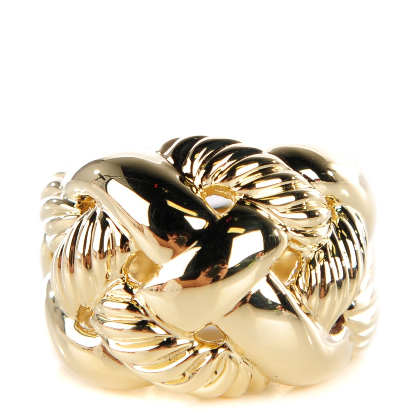 18K Yellow Gold Wide Woven Cable Ring 7