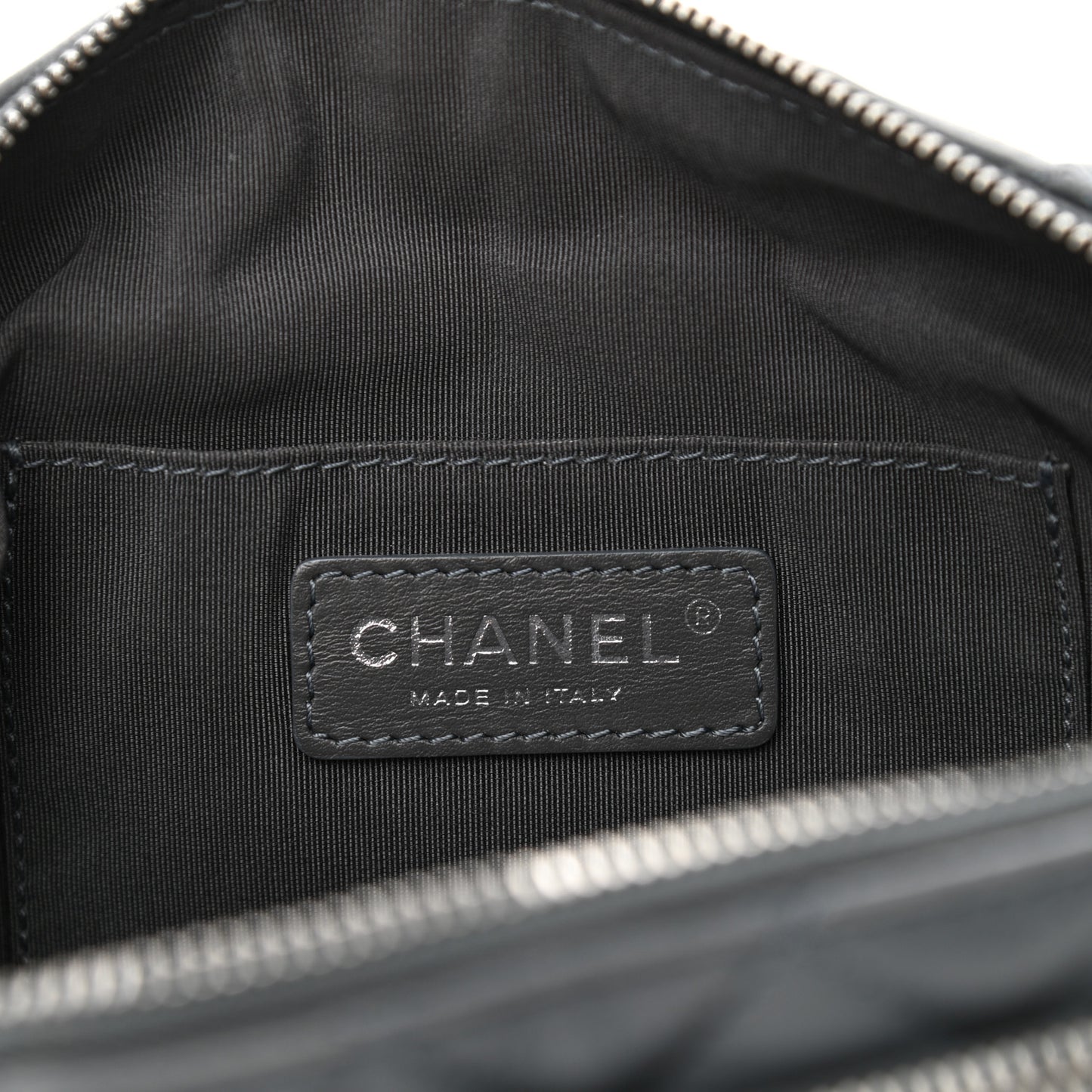 Calfskin Quilted Waist Bag Dark Grey