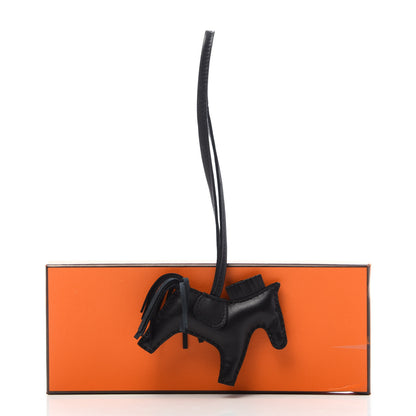 Hermes Milo Lambskin Grigri Rodeo Horse Bag Charm PM So Black 6 of 6