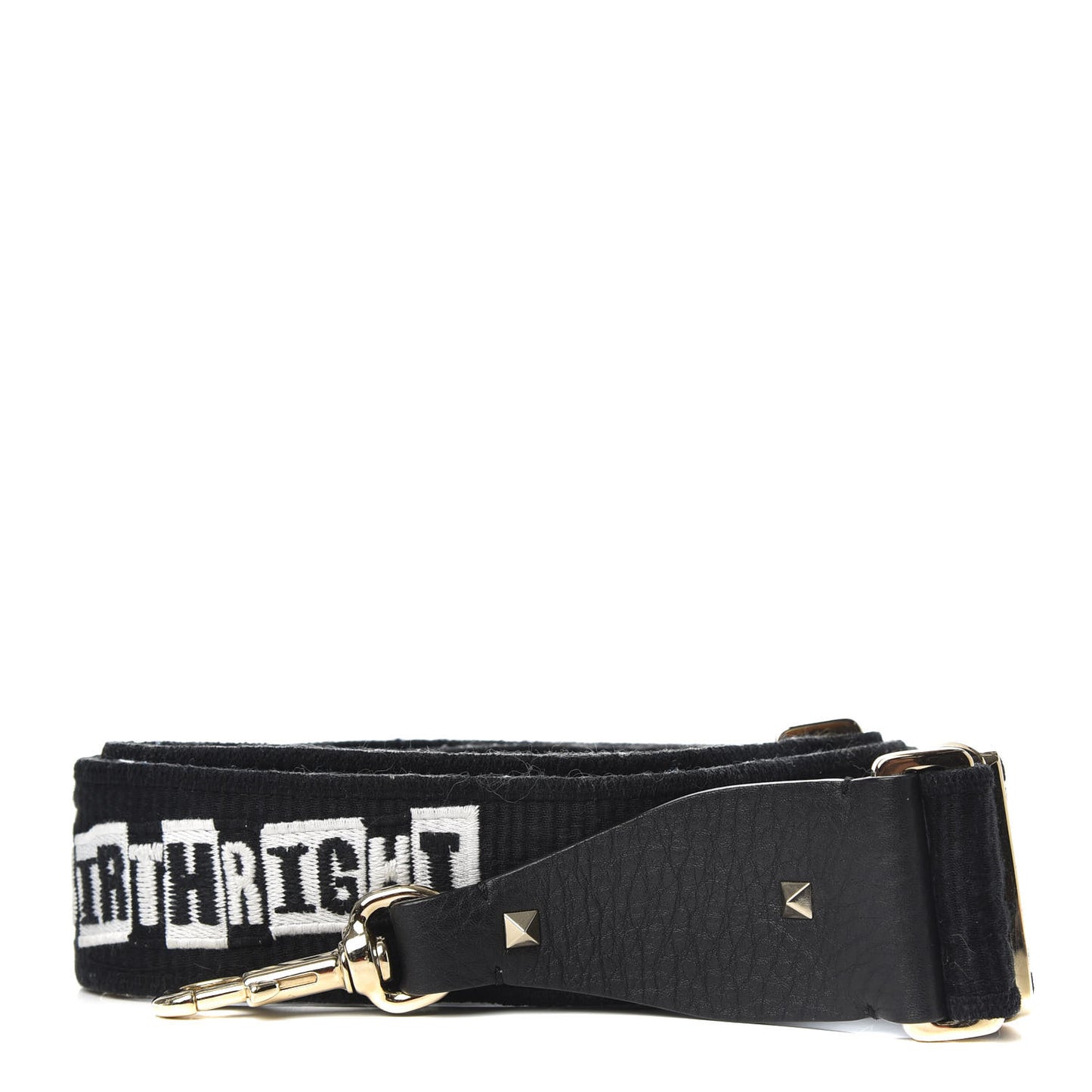 X JAMIE REID Canvas Embroidered Rockstud Guitar Strap Black