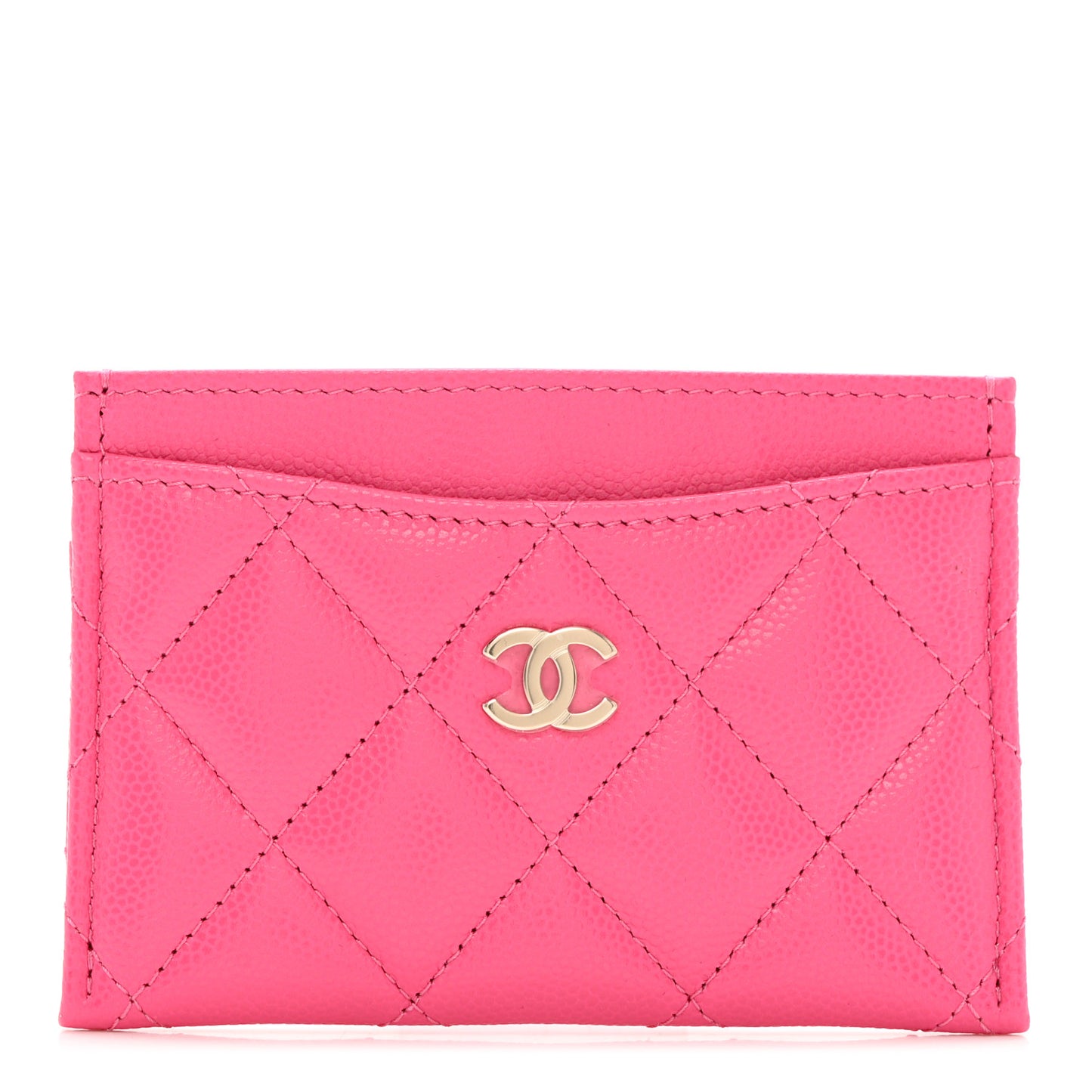 Caviar Quilted Card Holder Pink