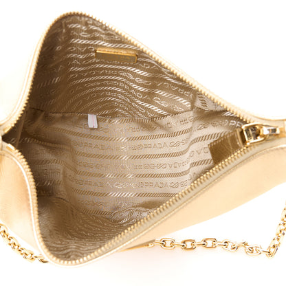 Prada Saffiano Lux Triangle Shoulder Bag Platino 5 of 14