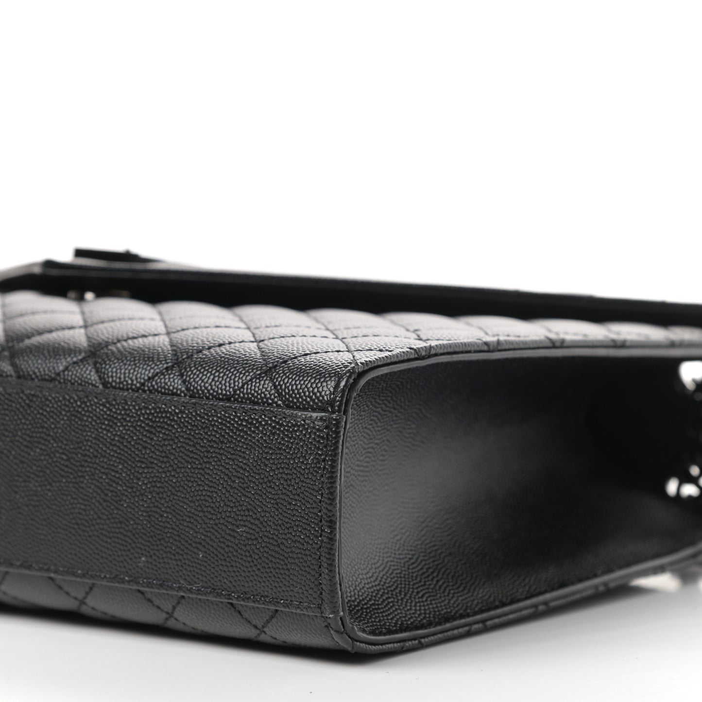 Grain De Poudre Textured Mixed Matelasse Large Triquilt Monogram Monochrome Satchel Black