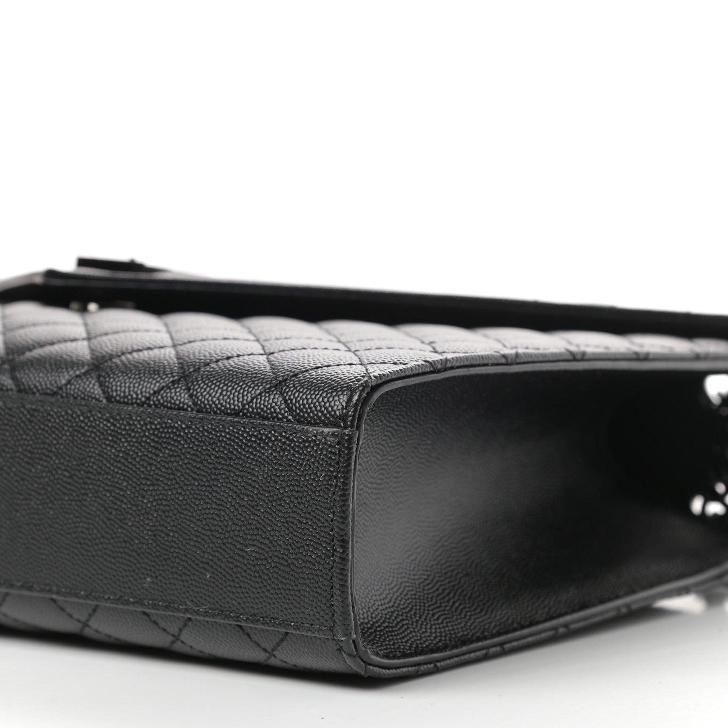 Saint Laurent Grain De Poudre Textured Mixed Matelasse Large Triquilt Monogram Monochrome Satchel Black 8 of 9