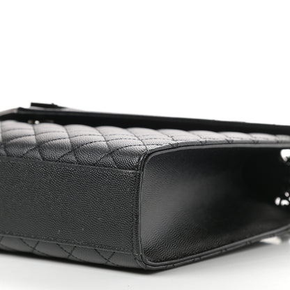 Saint Laurent Grain De Poudre Textured Mixed Matelasse Large Triquilt Monogram Monochrome Satchel Black 8 of 9