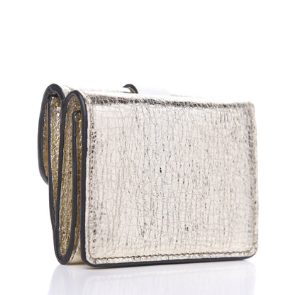 Chloe Metallic Crinkled Lambskin Shiny Calfskin Small Aby Tri-Fold Wallet Gold 2 of 6