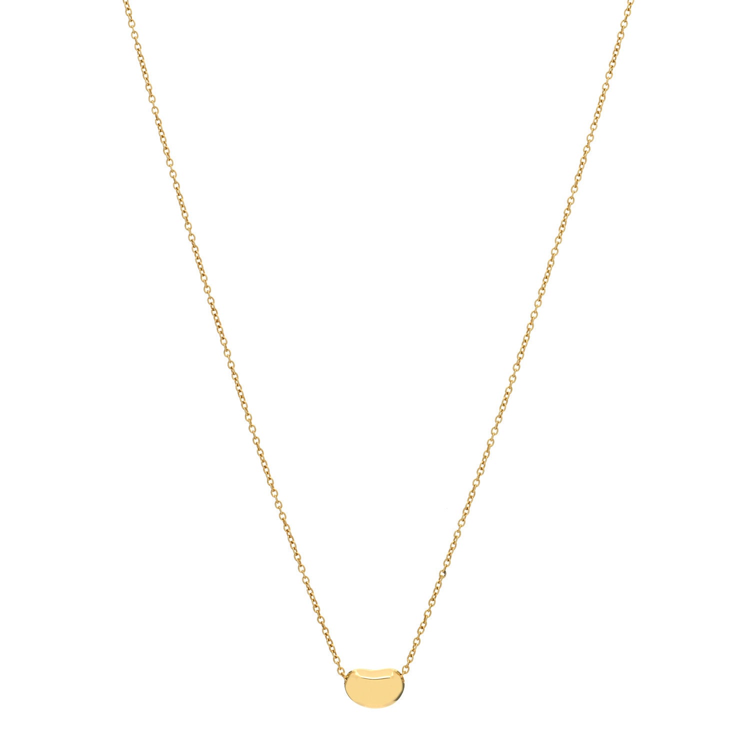 Tiffany 18K Yellow Gold 9mm Elsa Peretti Bean Pendant Necklace 1 of 3