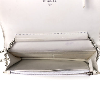 Chanel Lizard Chevron Stitched Boy Wallet On Chain WOC White Silver 5 of 12