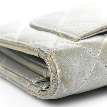 Chanel Metallic Lambskin Quilted Yen Wallet Silver 14 of 16
