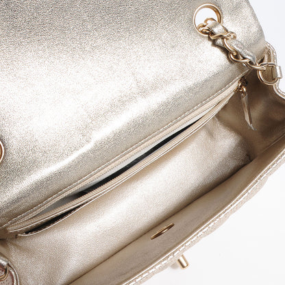 Chanel Metallic Lambskin Perforated Mini Rectangular Flap Light Gold 5 of 8