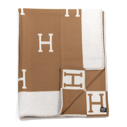 Hermes Wool Cashmere Avalon Blanket Ecru Camel 2 of 4