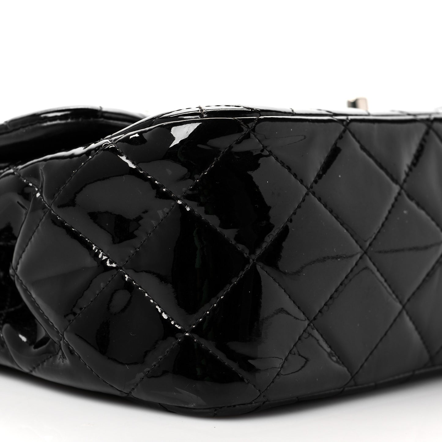 Patent Quilted Jumbo Double Flap Black