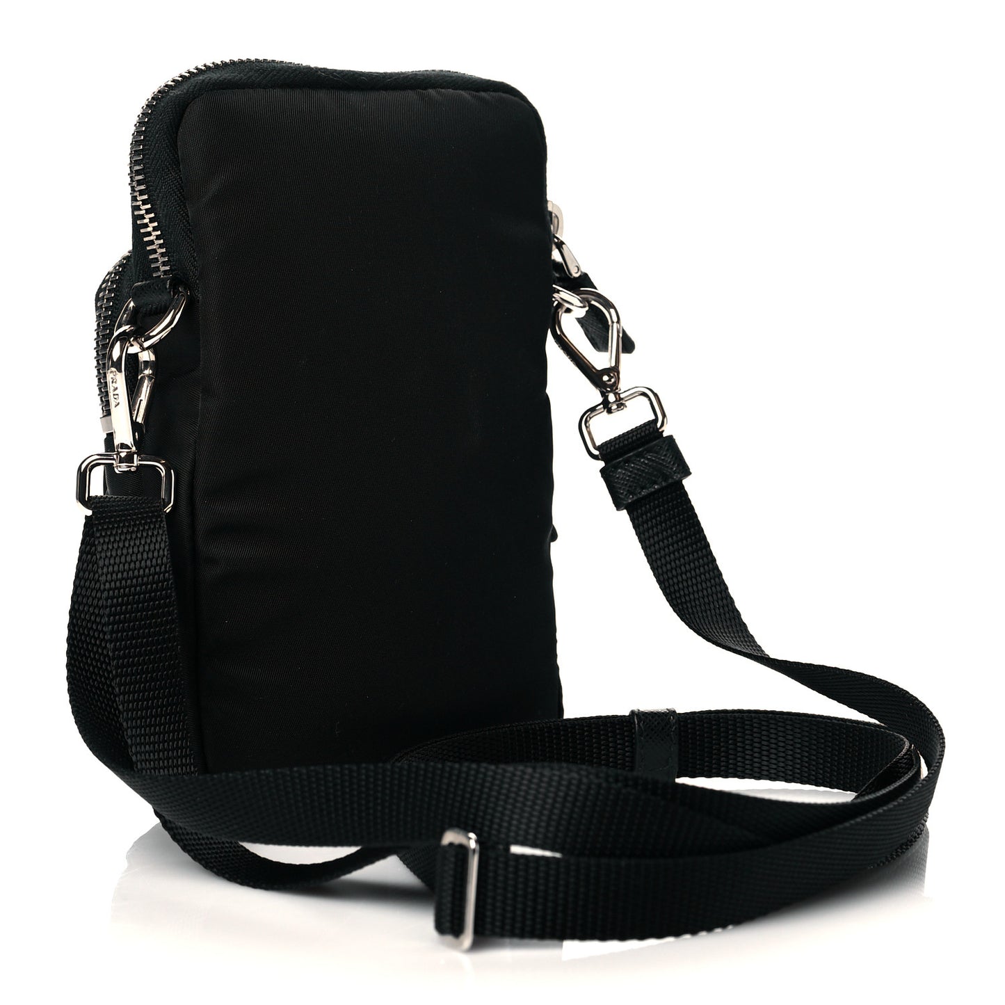 Tessuto Nylon Saffiano Crossbody Pouch Black