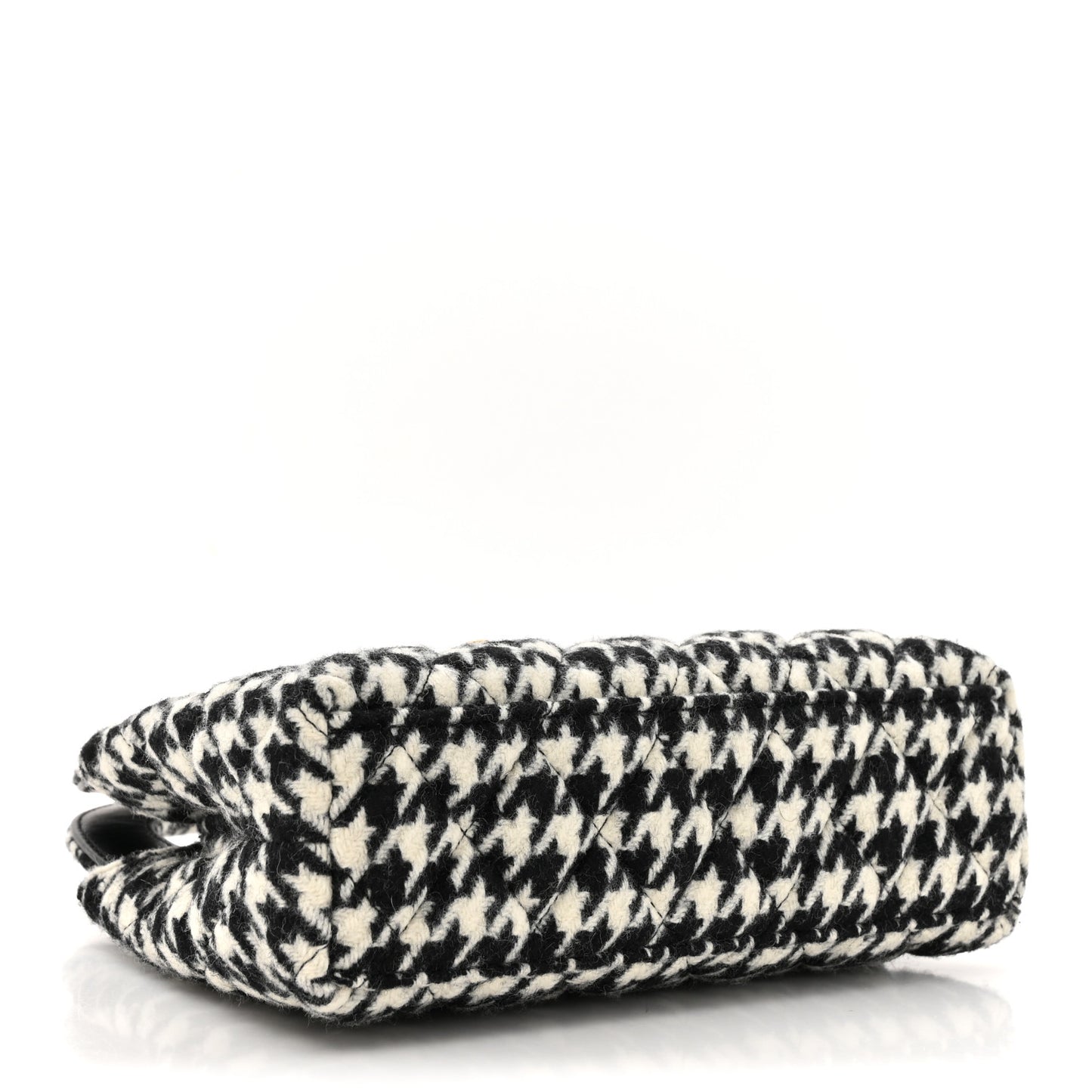 Tweed Houndstooth Quilted Nano Kelly Shopper Black White