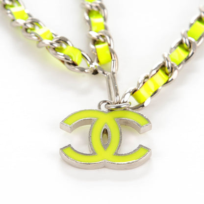 Chanel Patent Chain CC Double Strand Belt Silver Neon Green 3 of 5