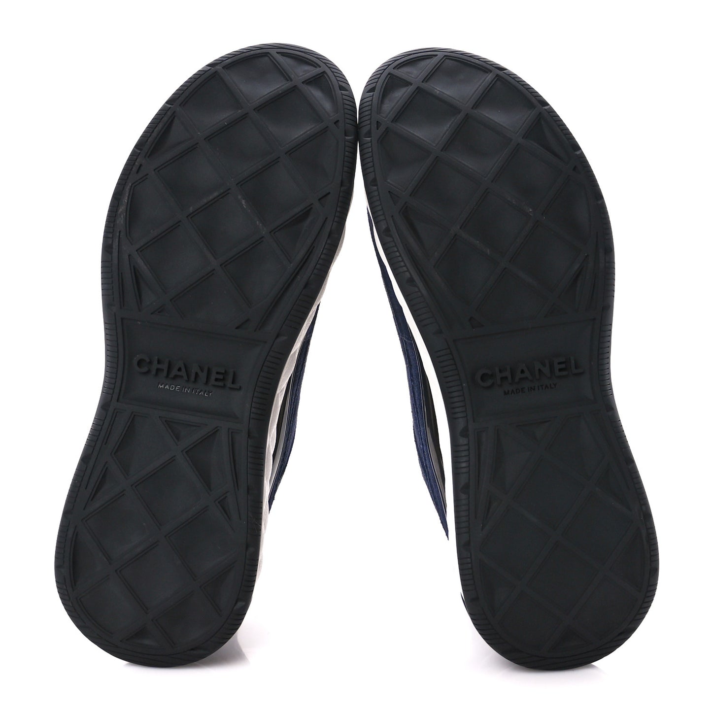 Suede Calfskin Nylon Grosgrain CC Sneakers 37.5 Navy Blue