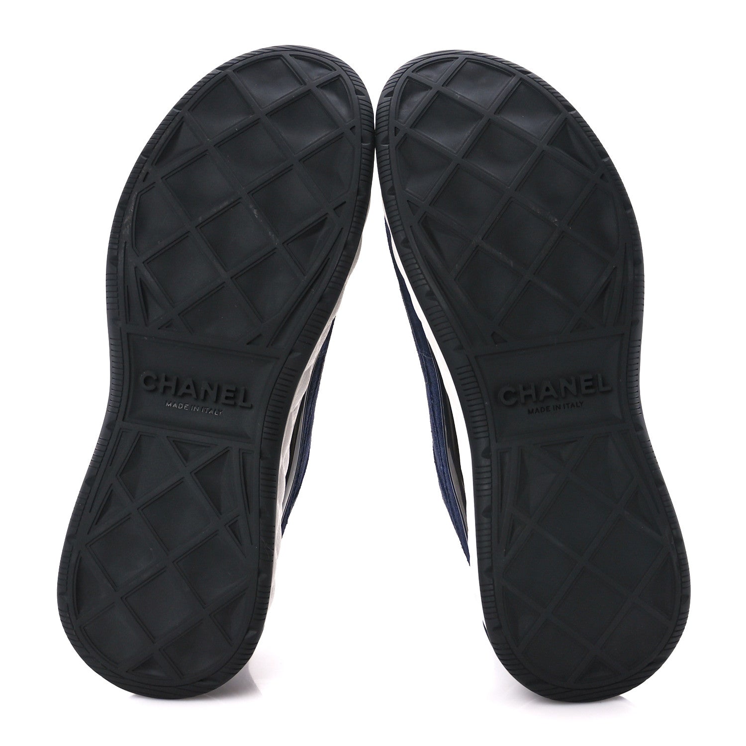 Chanel Suede Calfskin Nylon Grosgrain CC Sneakers 37.5 Navy Blue 5 of 10