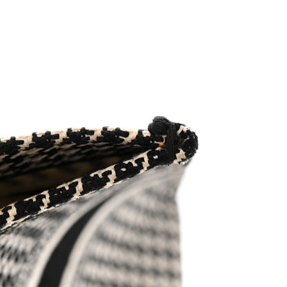 Christian Dior Canvas Houndstooth Embroidered Medium Book Tote Black White 24 of 27