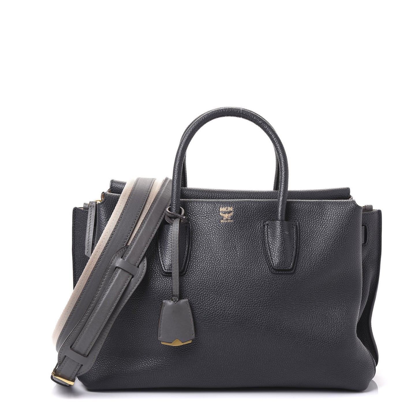 Grained Calfskin Medium Milla Tote Phantom Grey
