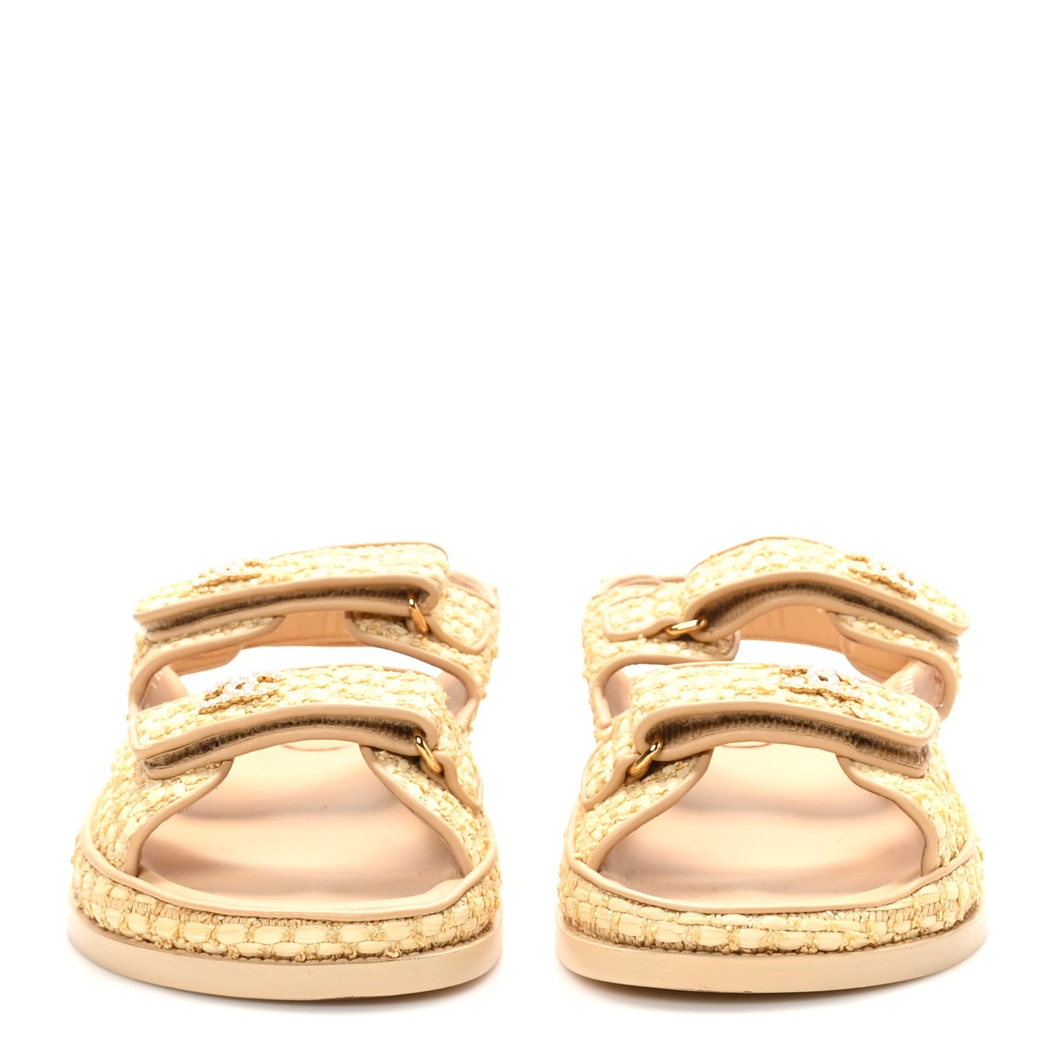 Chanel Braided Fabric Velcro Dad Sandals 40 Beige 3 of 9