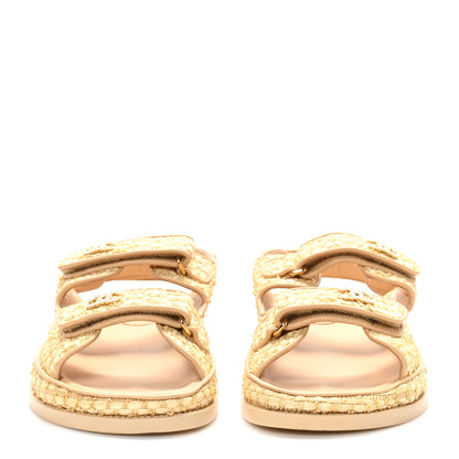Chanel Braided Fabric Velcro Dad Sandals 40 Beige 3 of 9
