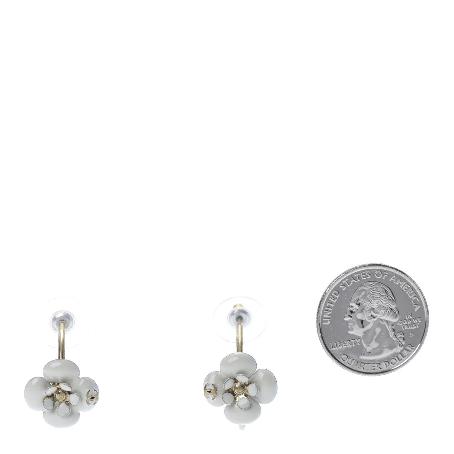 Chanel Resin CC Dangle Flower Earrings Ivory 2 of 4