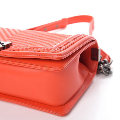 Chanel Calfskin Chevron Quilted Medium Braided Boy Flap Orange 10 of 16