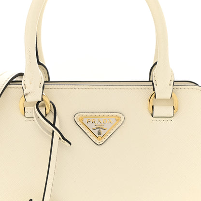 Prada Saffiano Soft Calfskin Mini Zippered Tote White 7 of 12
