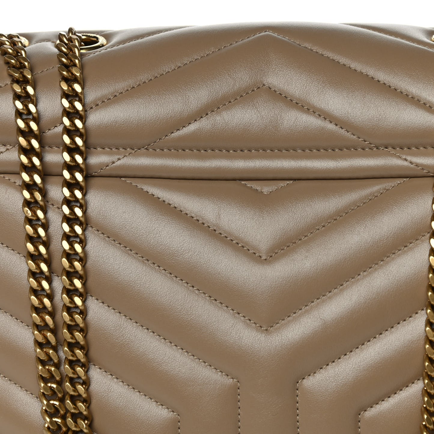 Calfskin Y Quilted Monogram Medium Loulou Chain Satchel Dark Latte